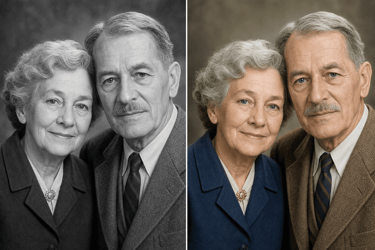 B&W to Color before and after comparison