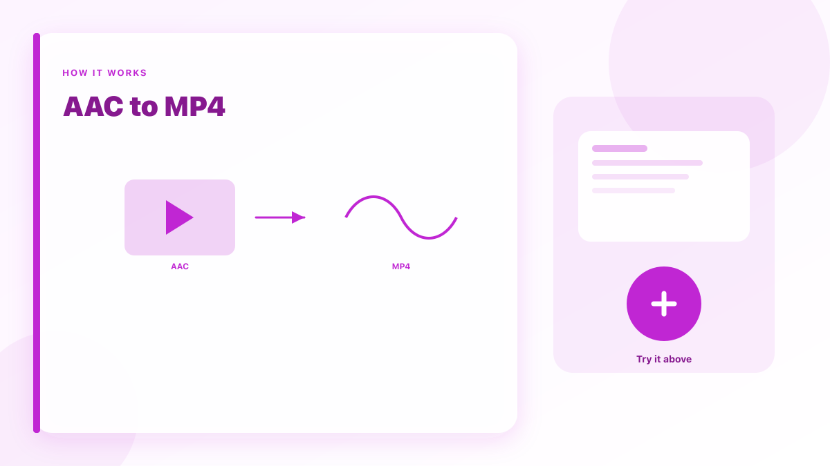 AAC to MP4: Wrap an AAC audio file in an MP4 container.
