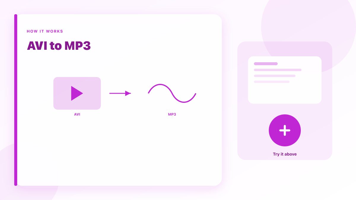 AVI to MP3: Extract audio from an AVI video as MP3.