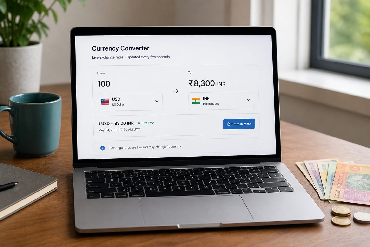 Currency Converter: Convert currencies with live open exchange rates in your browser.