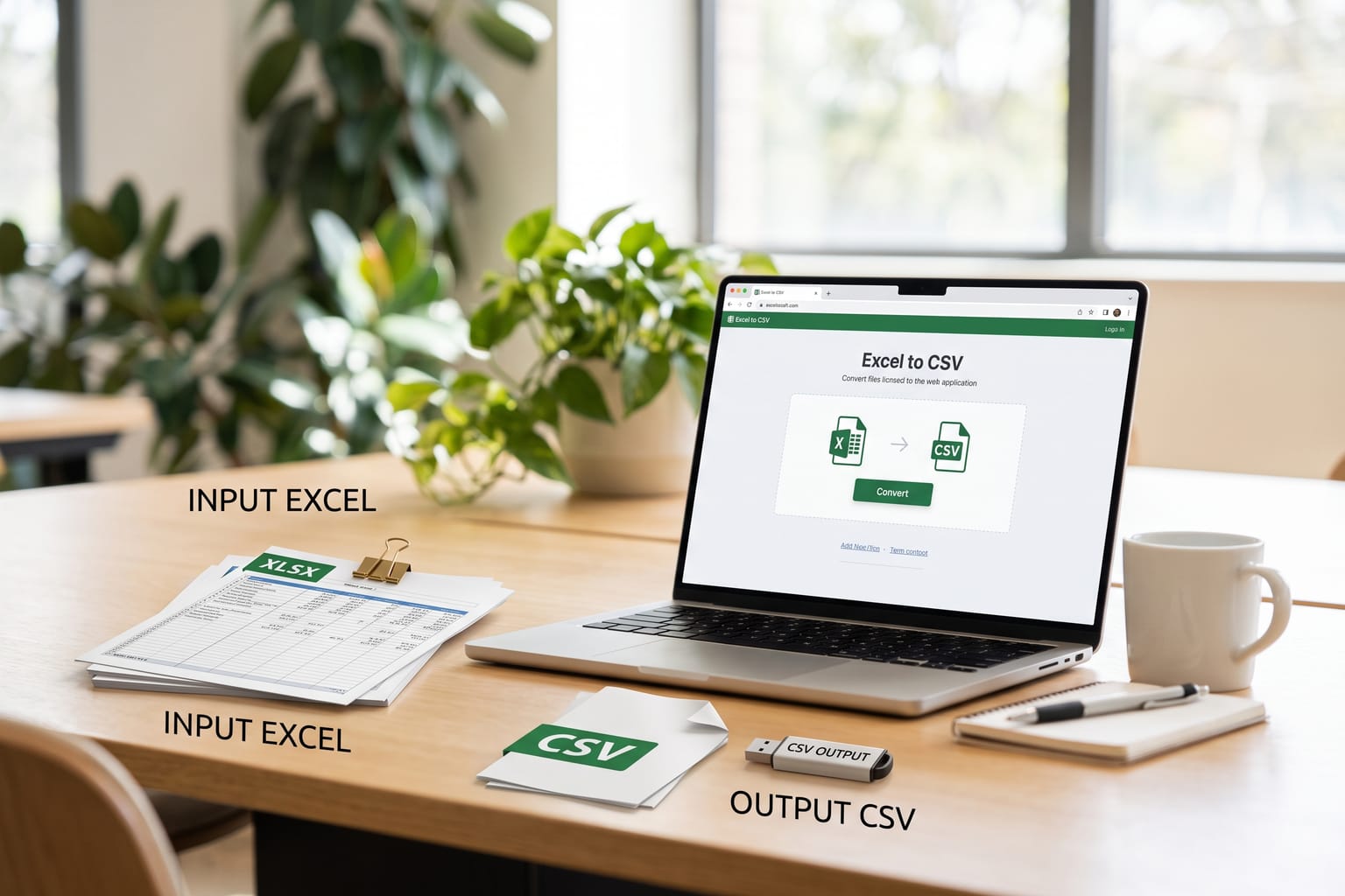 Excel to CSV: Convert Excel spreadsheets to CSV files.