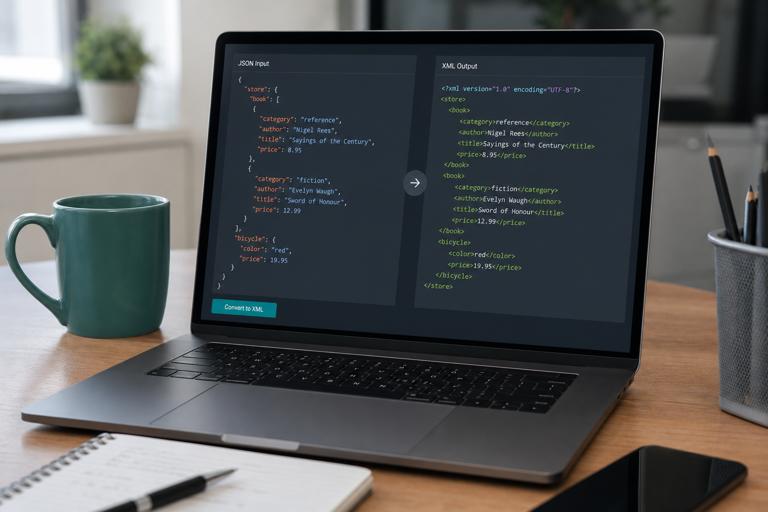 JSON to XML — how it works