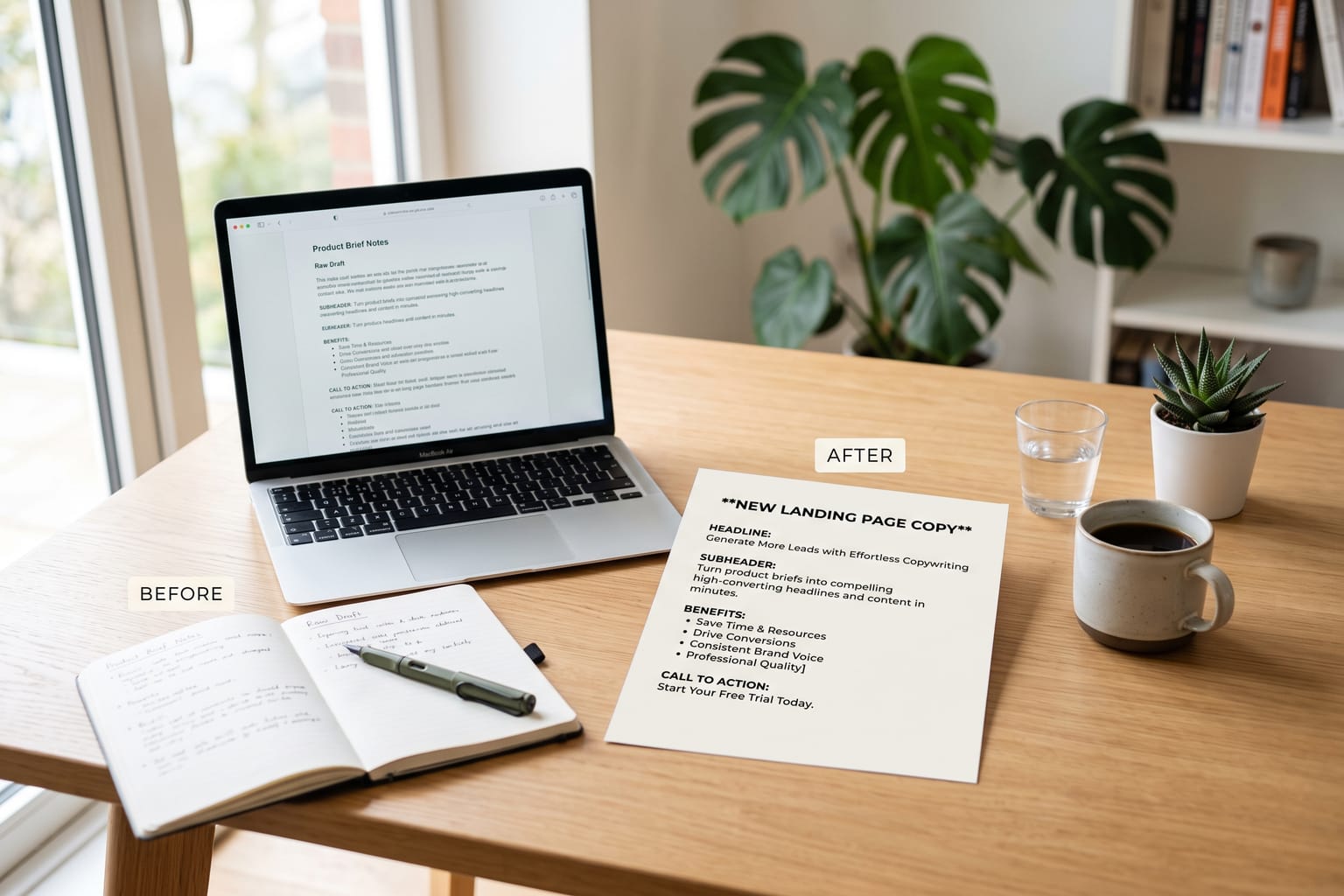 Landing Page Copy: Write landing-page copy from a product brief.