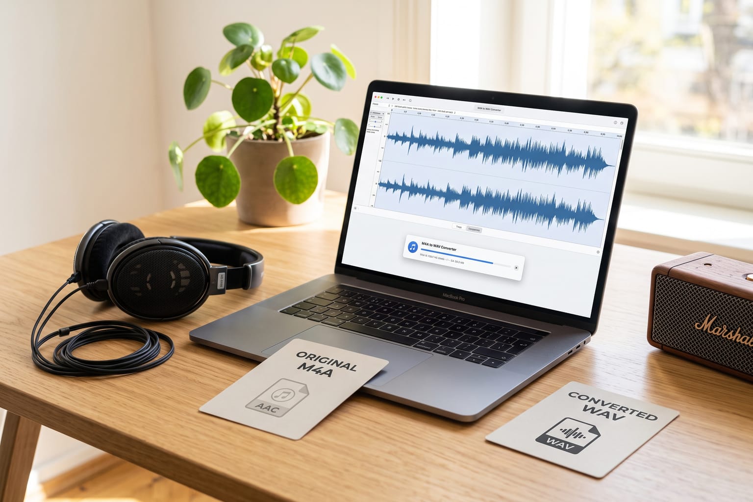 M4A to WAV: Convert M4A files to WAV.