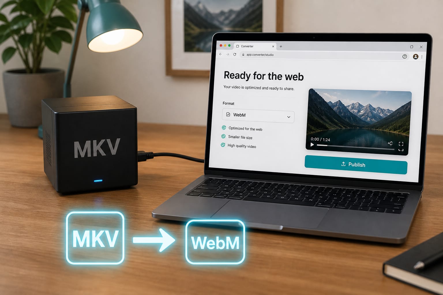 MKV to WebM: Convert MKV to WebM (VP9 + Opus).