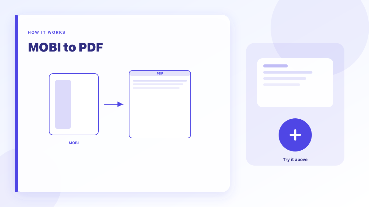 MOBI to PDF: Convert a Kindle MOBI ebook to PDF in your browser.