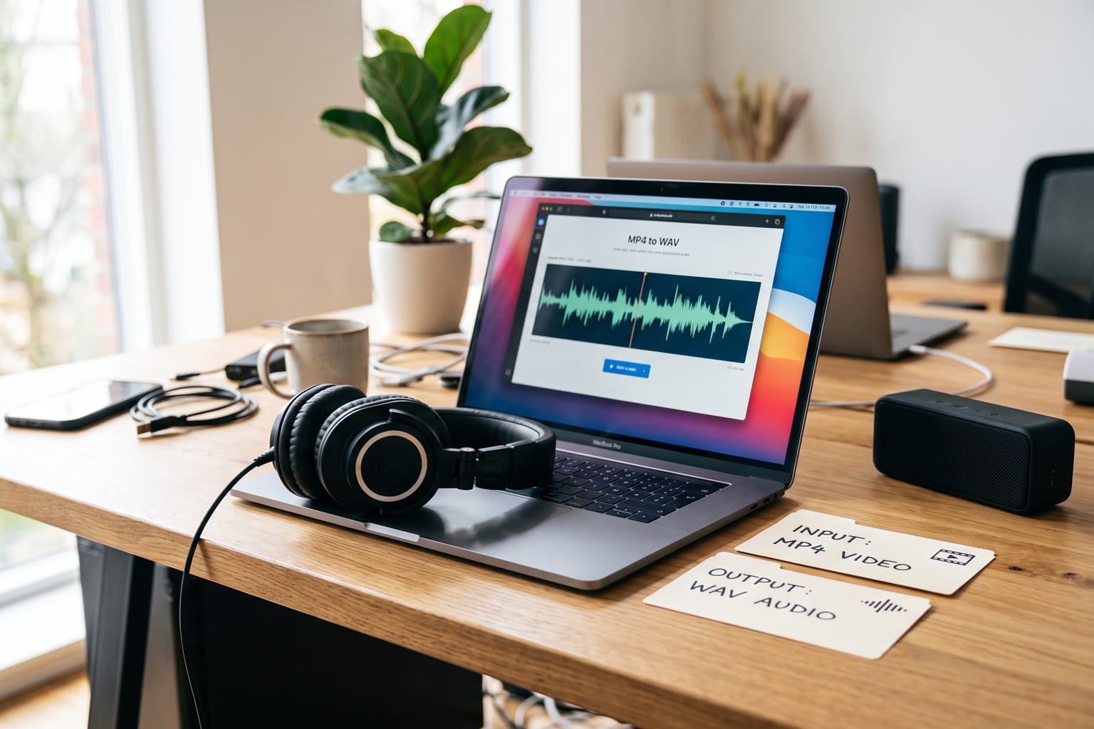 MP4 to WAV: Convert MP4 files to WAV.