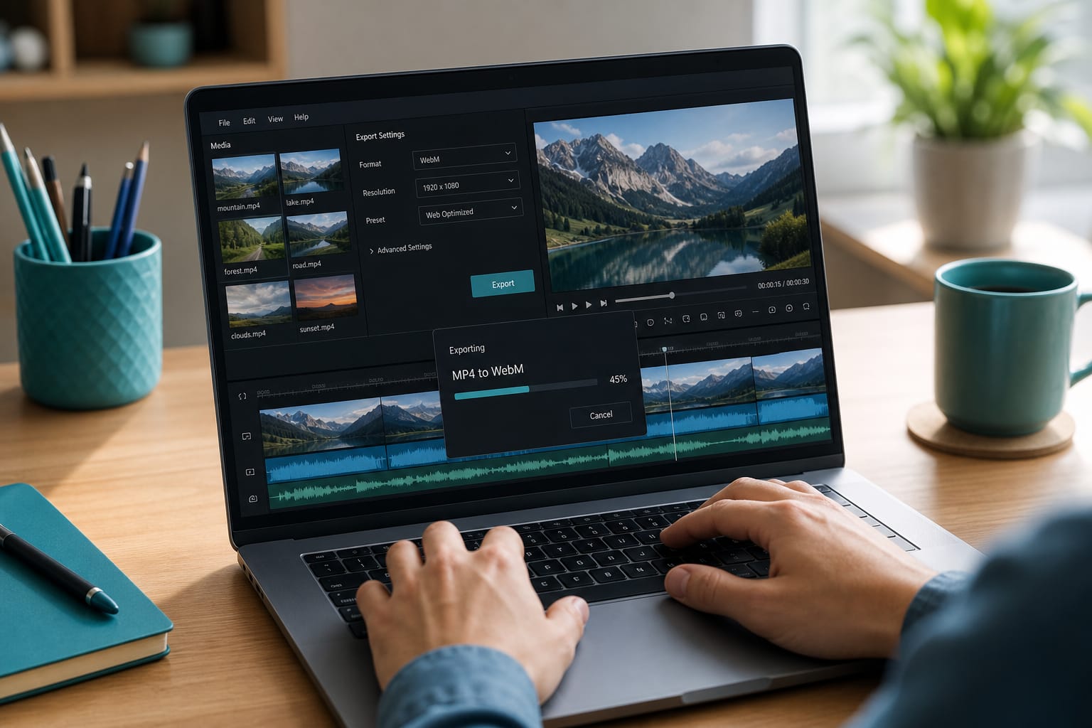 MP4 to WebM: Convert MP4 to WebM (VP9 + Opus) for the web.