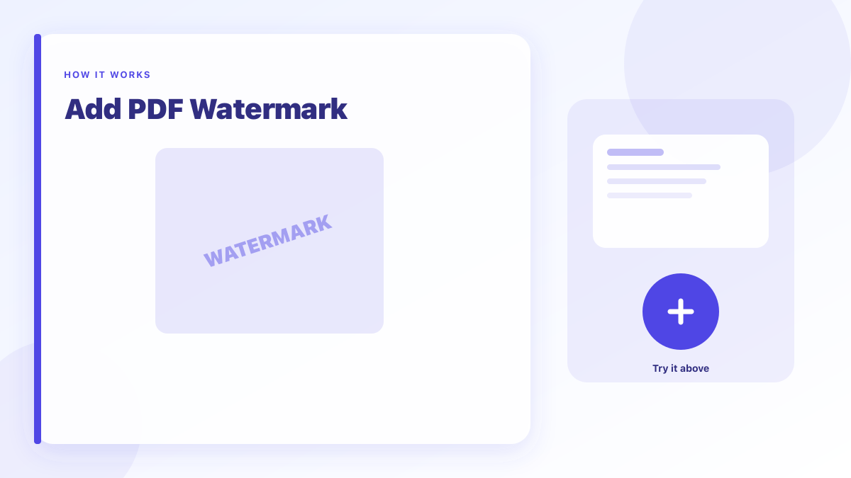 Add PDF Watermark: Overlay a text watermark on every page without uploading the file.