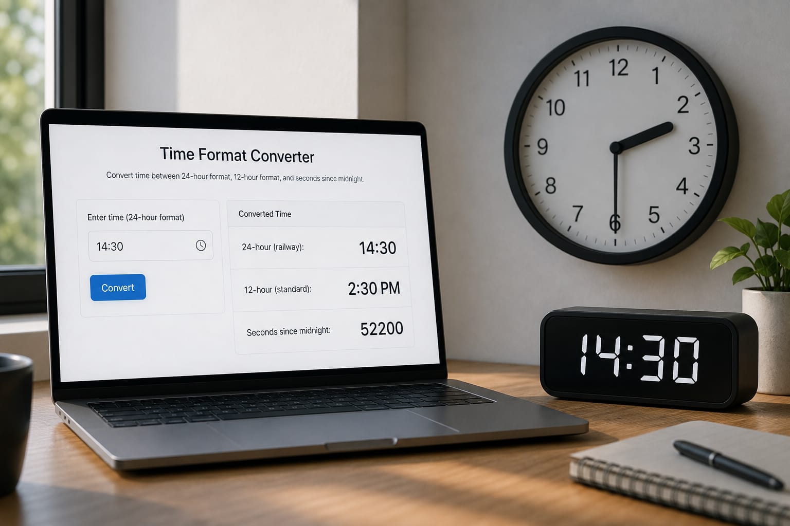 Time Format Converter: Switch 24-hour railway time to 12-hour AM/PM, or convert times to seconds.
