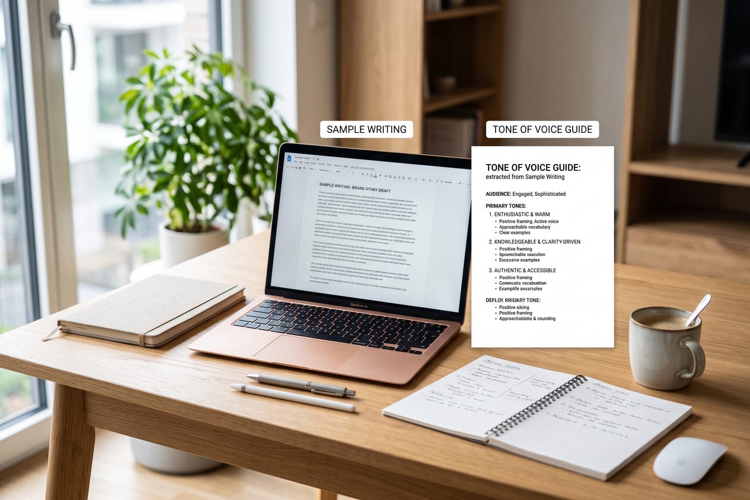 Tone of Voice: Extract a tone-of-voice guide from sample writing.