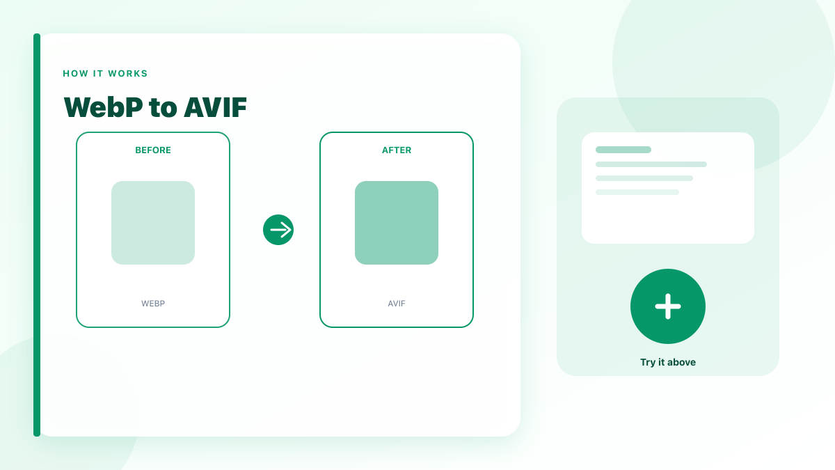 WebP to AVIF: Convert WebP images to AVIF without uploading.
