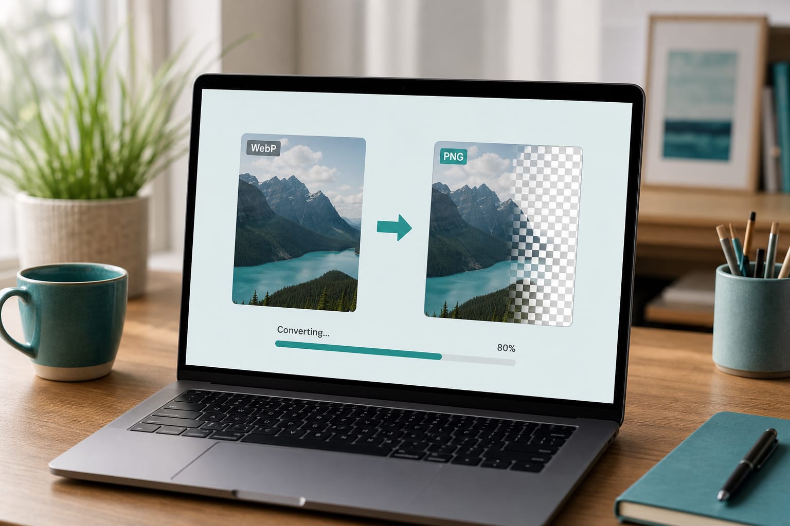 WebP to PNG: Convert WebP images to PNG for editing and transparency.